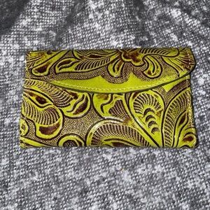 New Beautiful Green and Brown leather embossed wallet